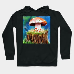 Brown Mushrooms Growing on a Stump Hoodie